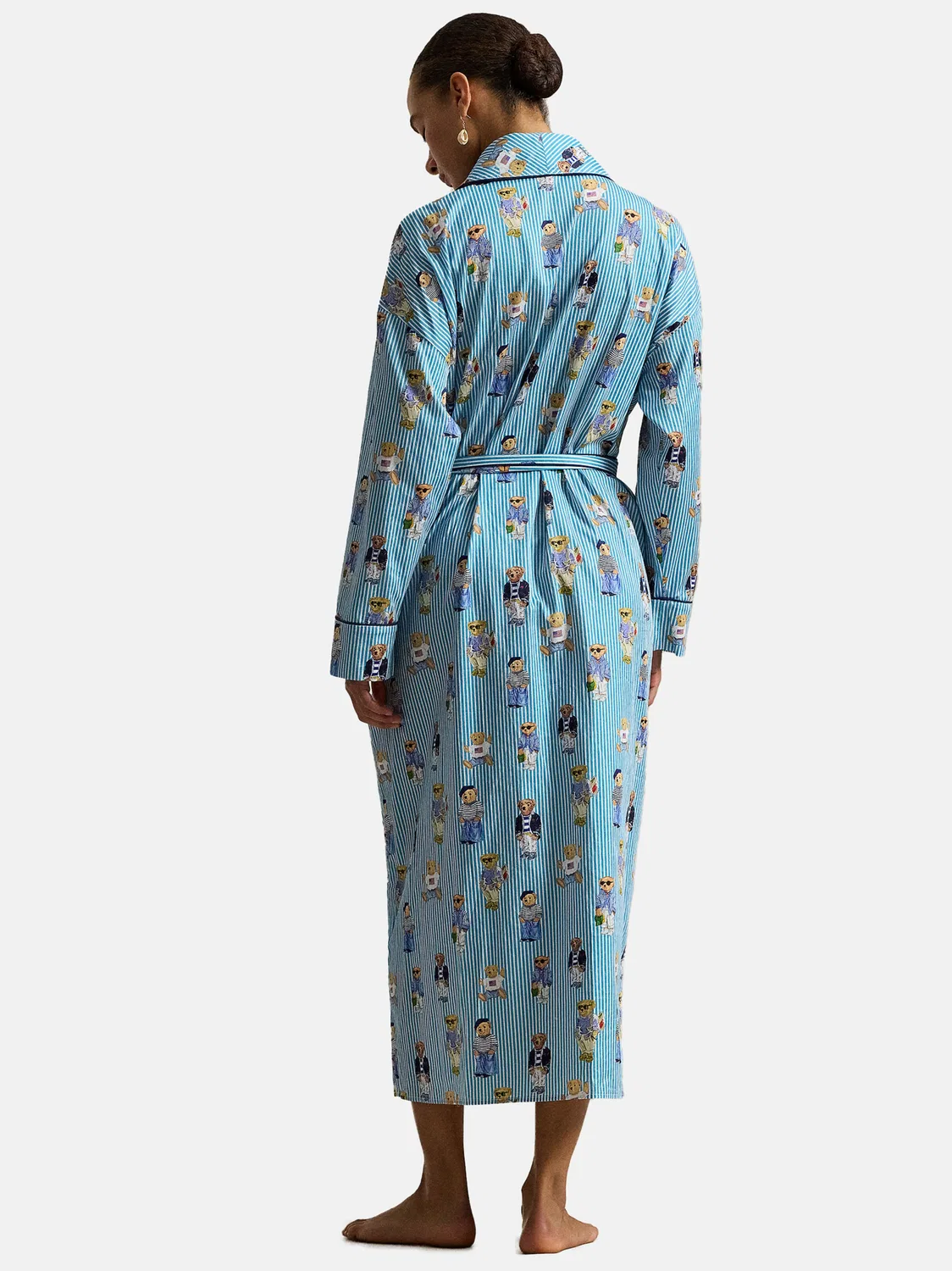 Короткий банный халат с изображением культового медведя. Polo Ralph Lauren, Light Blue/Mixed Colors — фото 3