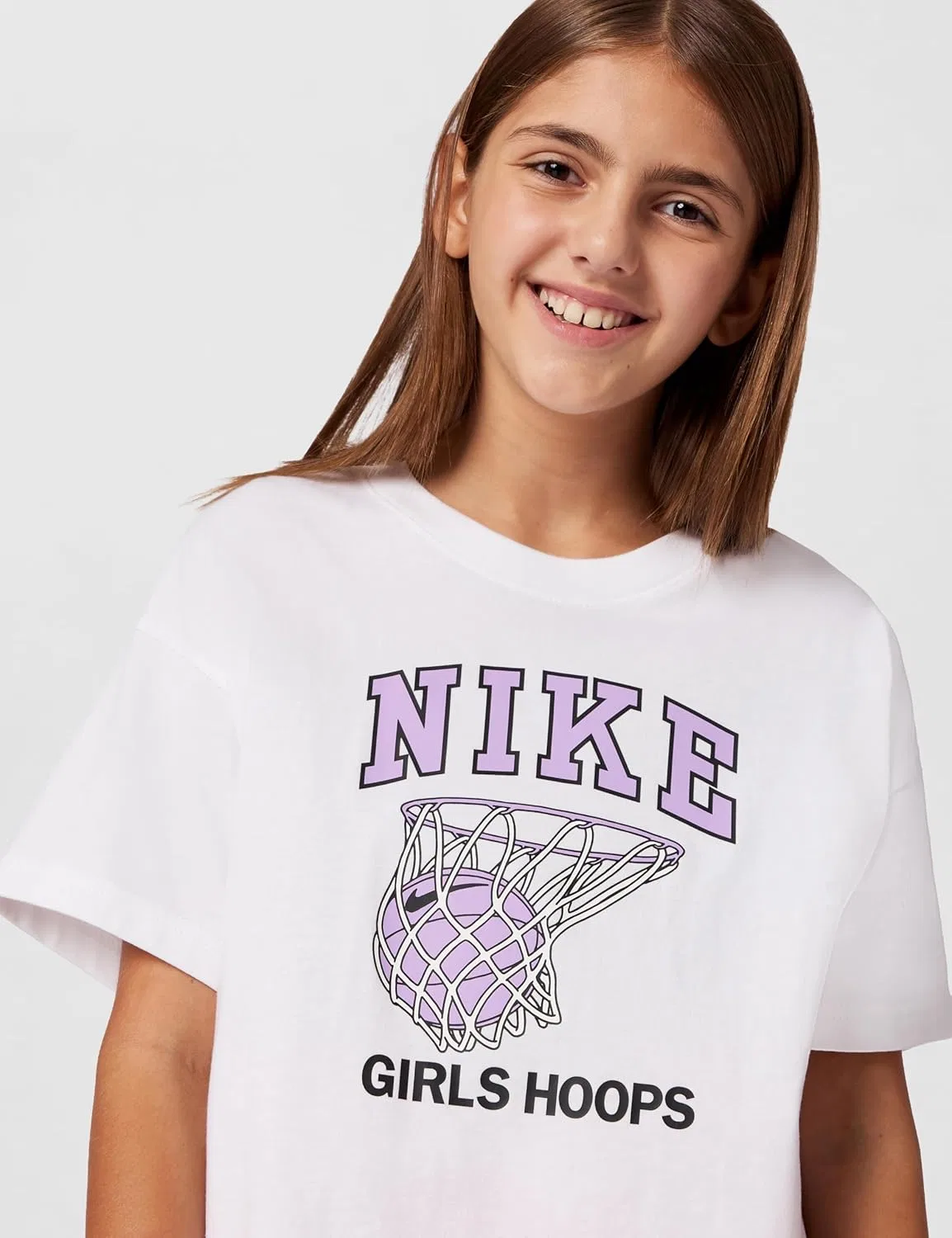 Футболка для девочек Nike Club Basketball Hoop, белый — фото 4