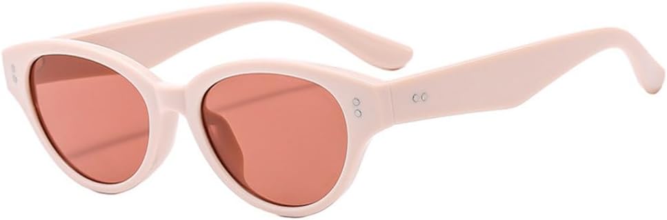 

Ретро-солнцезащитные очки «кошачий глаз» для женщин, модные заклепки, яркие цвета, мужские солнцезащитные очки в стиле панк, красочные очки с защитой от УФ-излучения UV400 TYUVIVO, Beigepink-redbrown