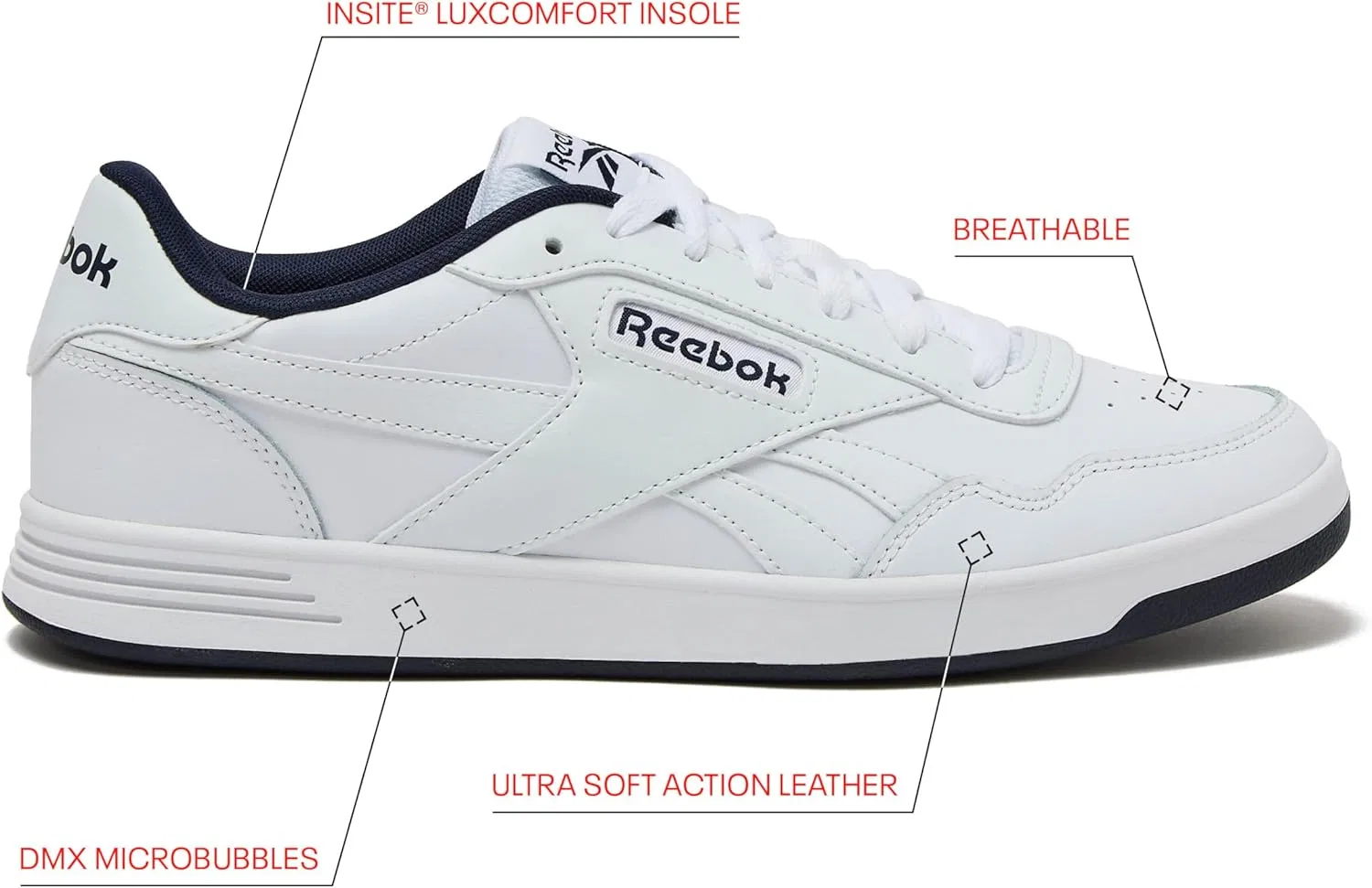 Мужские кроссовки Reebok Court Advance, Ffp Footwear White Vector Navy Footwear White — фото 2