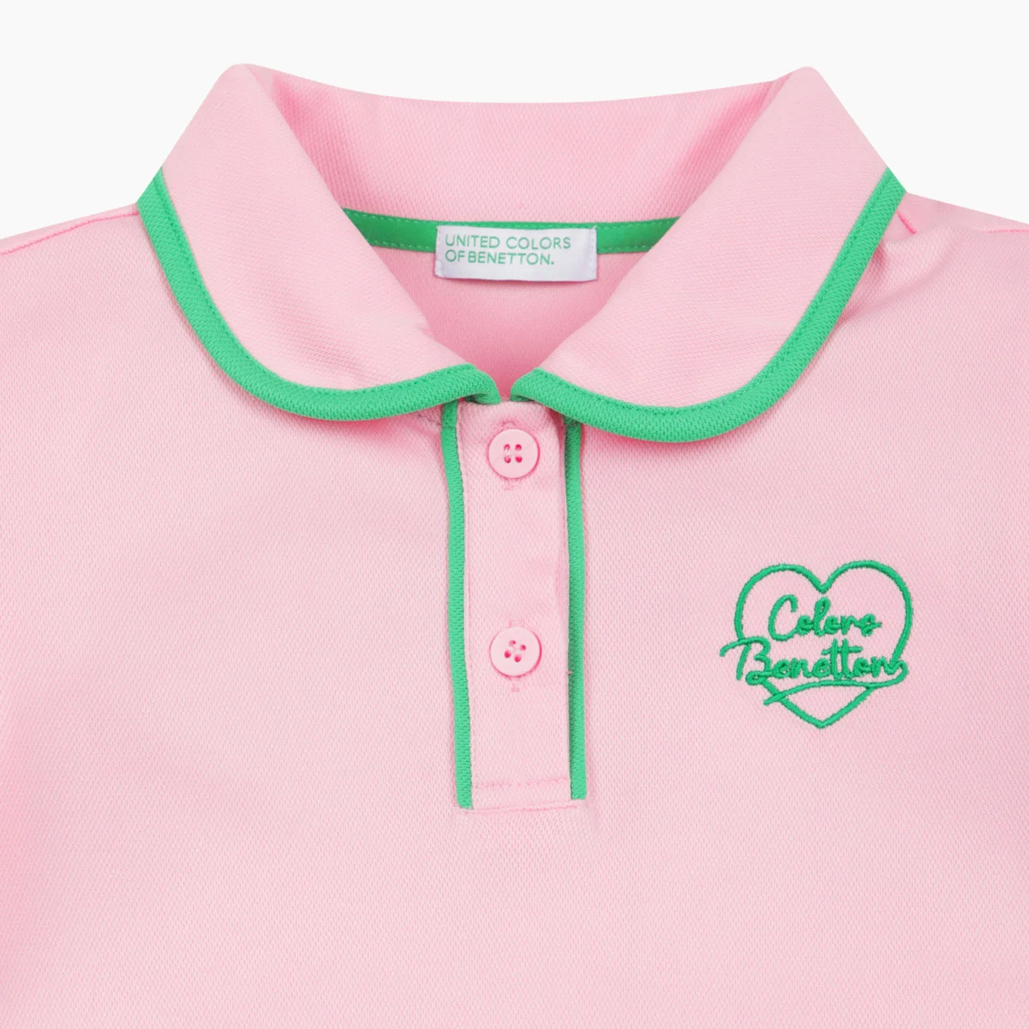 Детское платье поло Color Pop Pleats розового цвета от Benetton Kids — фото 2