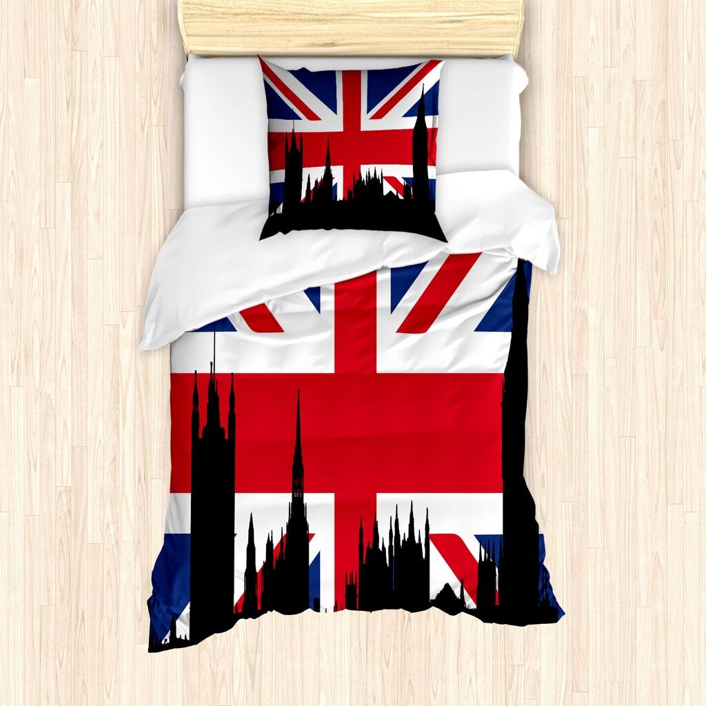 

Пальто ABAKUHAUS Union Jack, исторический город Великобритании, защита от клещей, подходит для аллергиков с наволочками, 135 см x 200 см — 80 x 80 см, королевский синий черный красный