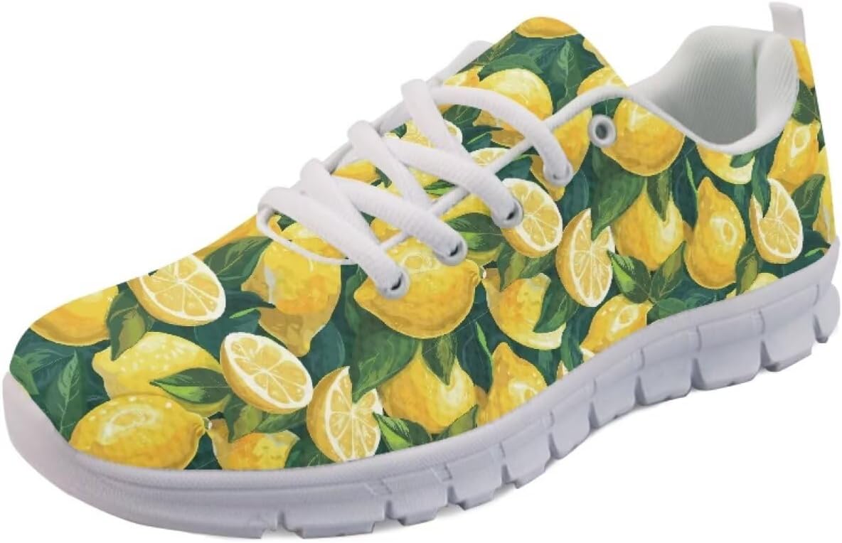

Женские слипоны кроссовки для ходьбы, тенниса и бега, весенне-летние кроссовки с цветочным принтом, легкие для спортзала, путешествий и работы Getelinseng, Lemon