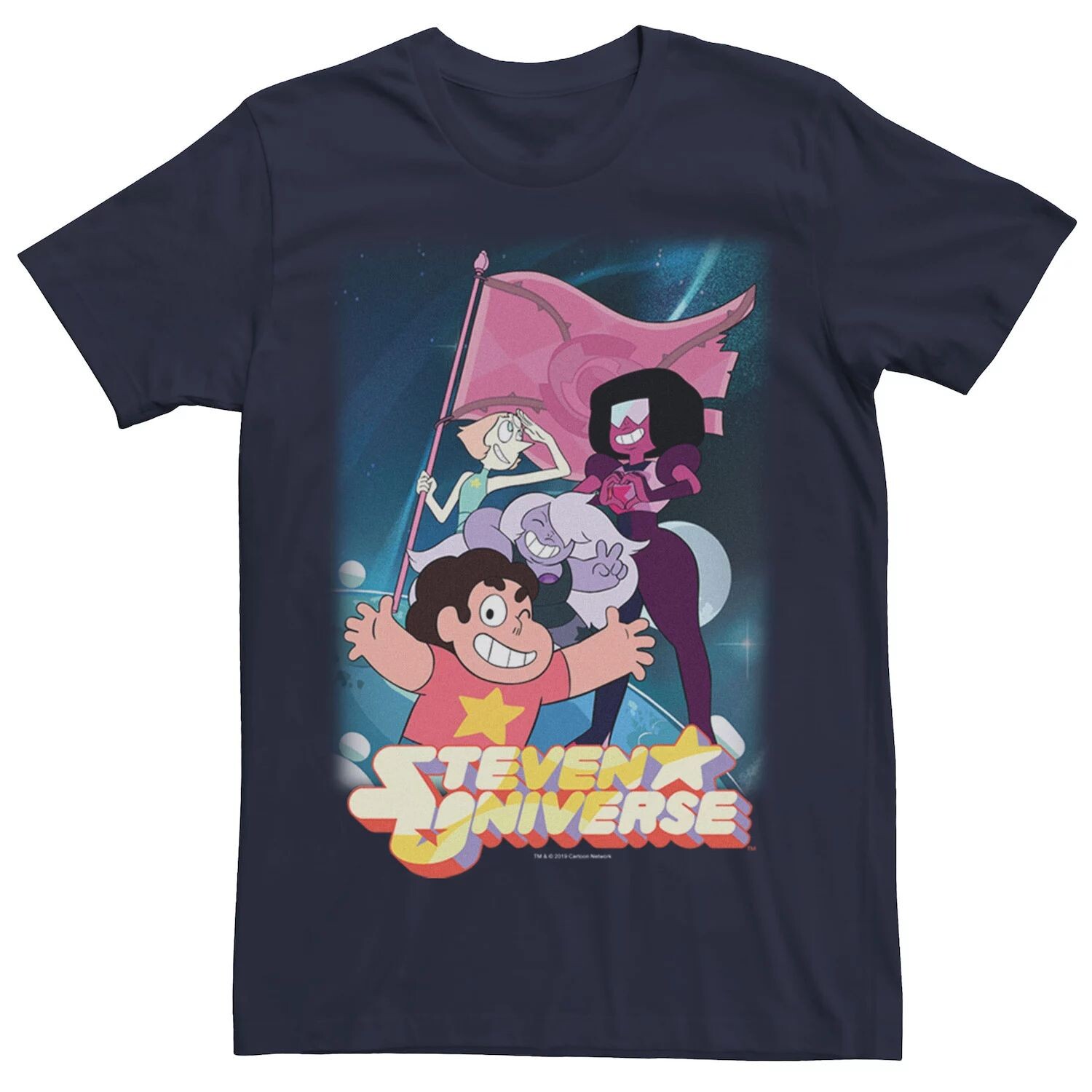 

Мужская футболка с флагом и плакатом команды Cartoon Network Steven Universe, Blue Licensed Character, синий