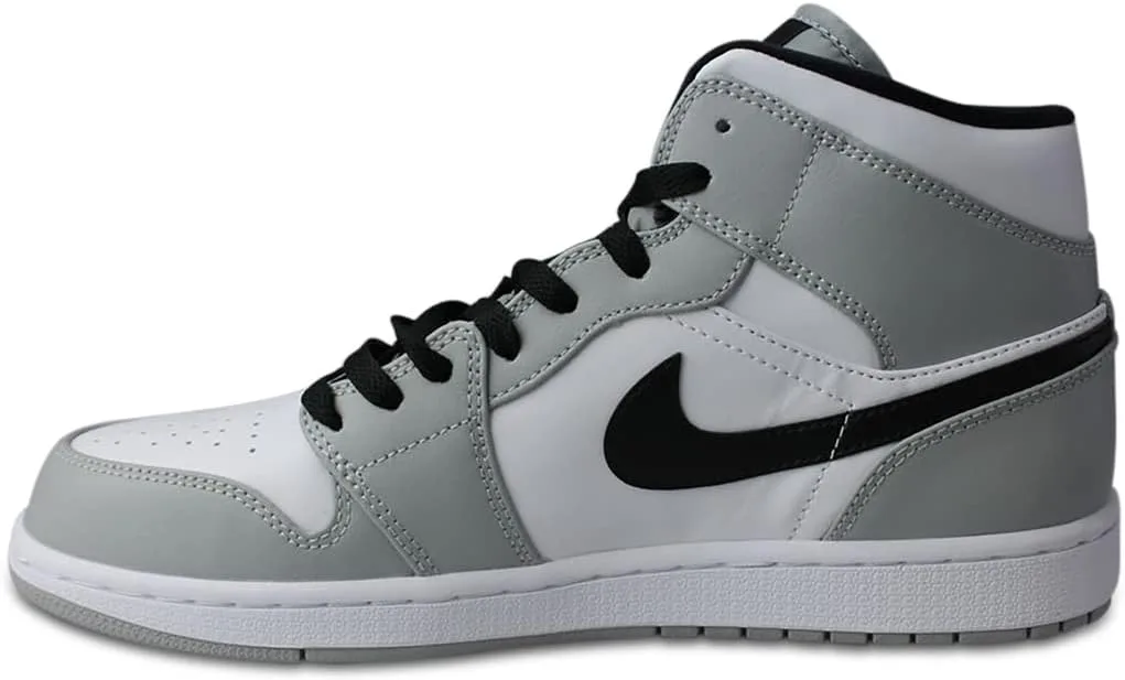Мужские кроссовки Jordan Air 1 Mid Hi-Top Nike, белый/черный/серый — фото 2