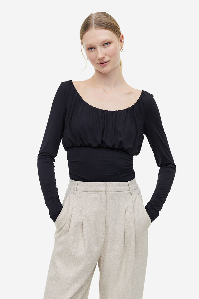 

Боди-стринги со сборками H&M, черный