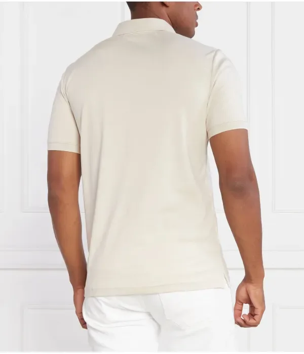 Поло из гладкого хлопка, облегающее поло slim fit Calvin Klein, бежевый — фото 4