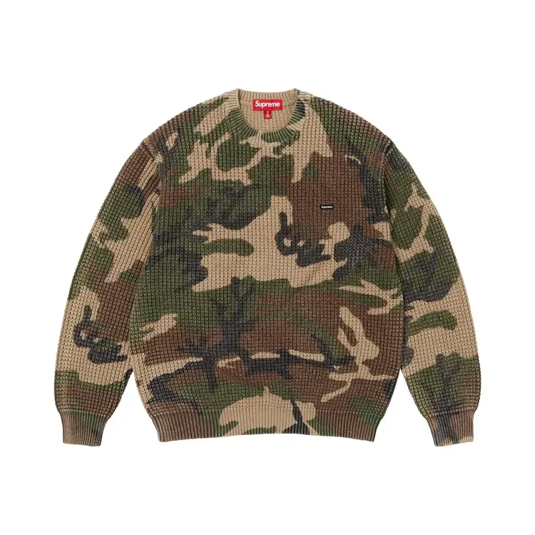 Свитер Supreme Washed Small Box Waffle Sweater 'Woodland Camo', коричневый