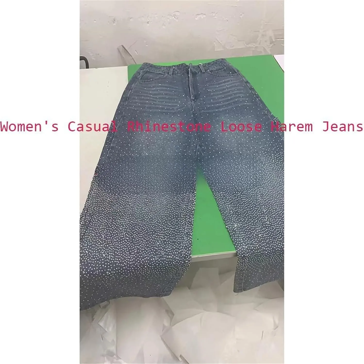 Женские джинсы Casual с пайетками, свободные зауженные — фото 3