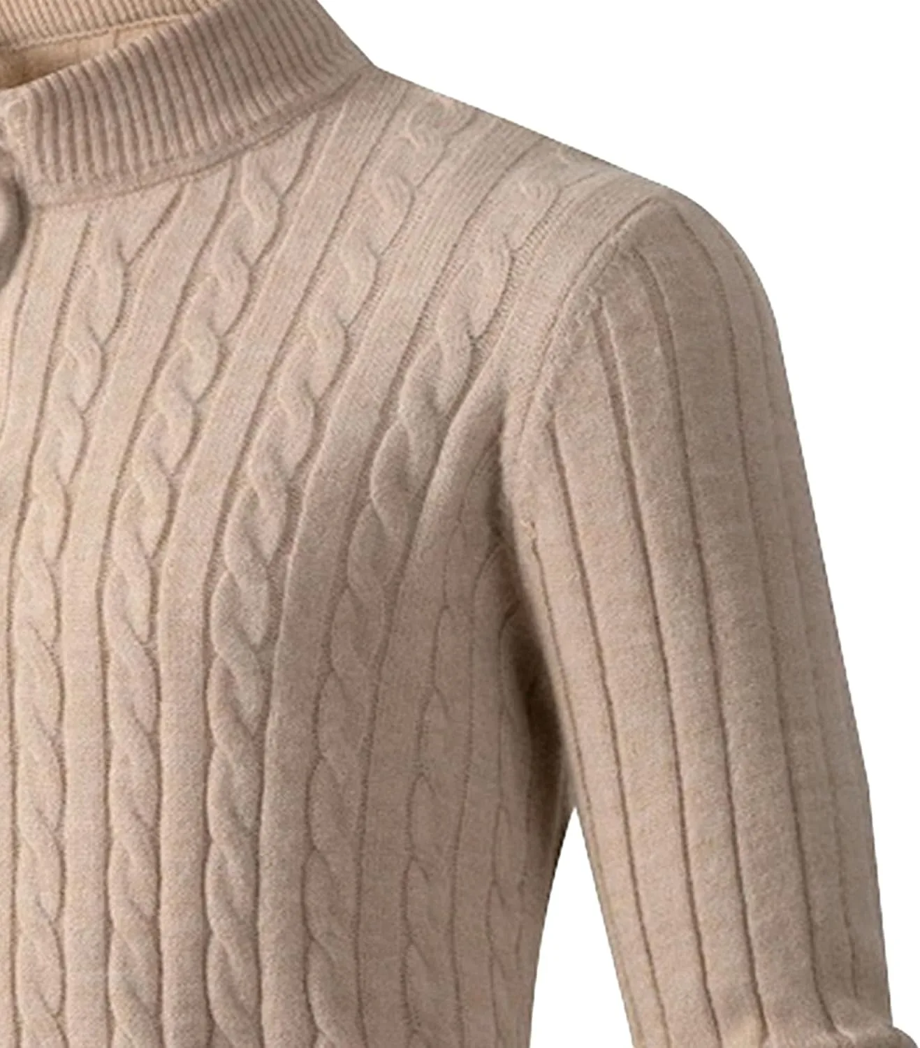 Мужской свитер Slim Fit с воротником-стойкой и кабельной вязкой — фото 2