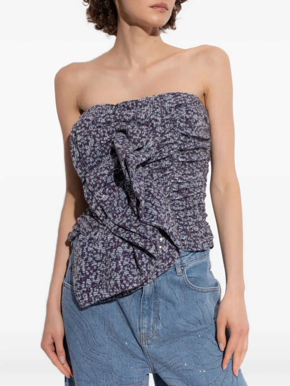 

Блузка без бретелек с цветочным принтом ROTATE BIRGER CHRISTENSEN, фиолетовый