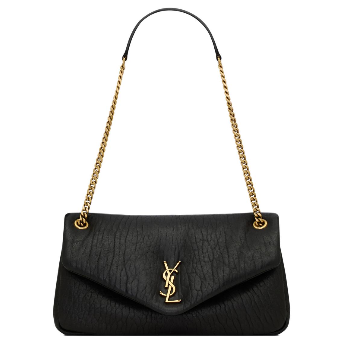 

Сумка через плечо из зерненой овчины женская черная SAINT LAURENT