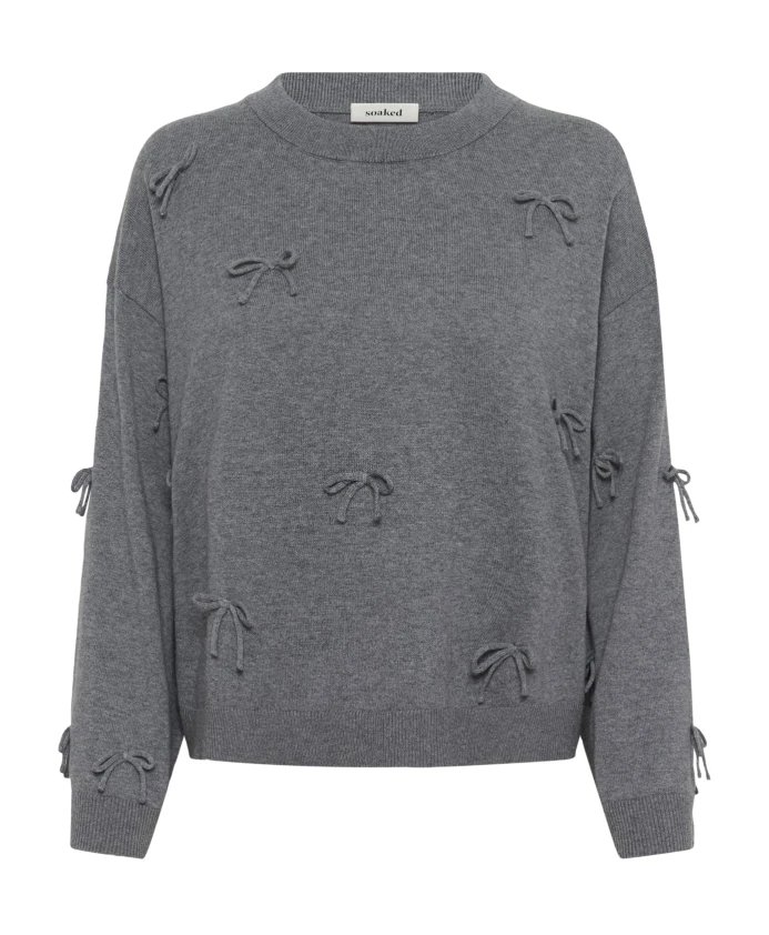 

Серый меланжевый свитер с бантом Soaked In Luxury, серый