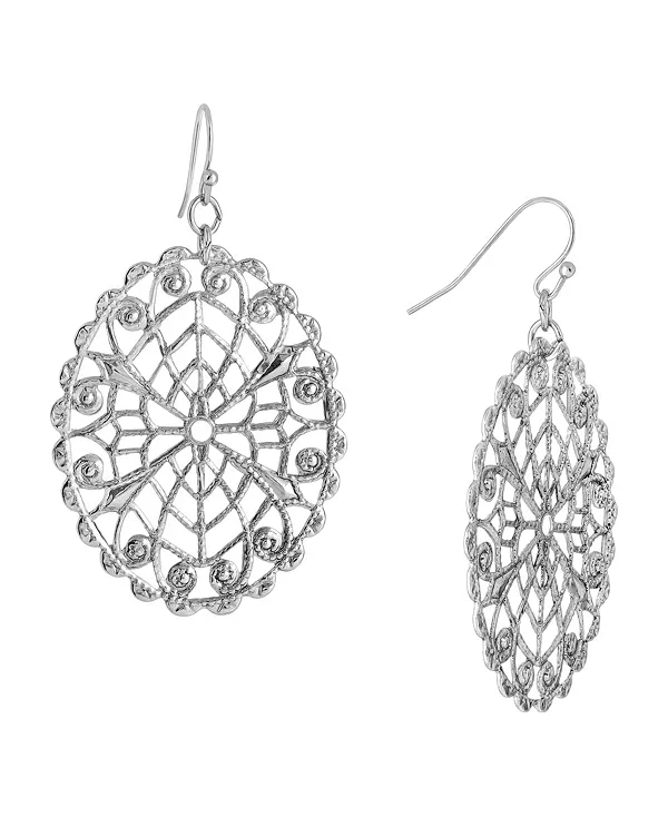 

Серьги филигранной формы овального серебристого оттенка 2028, gray