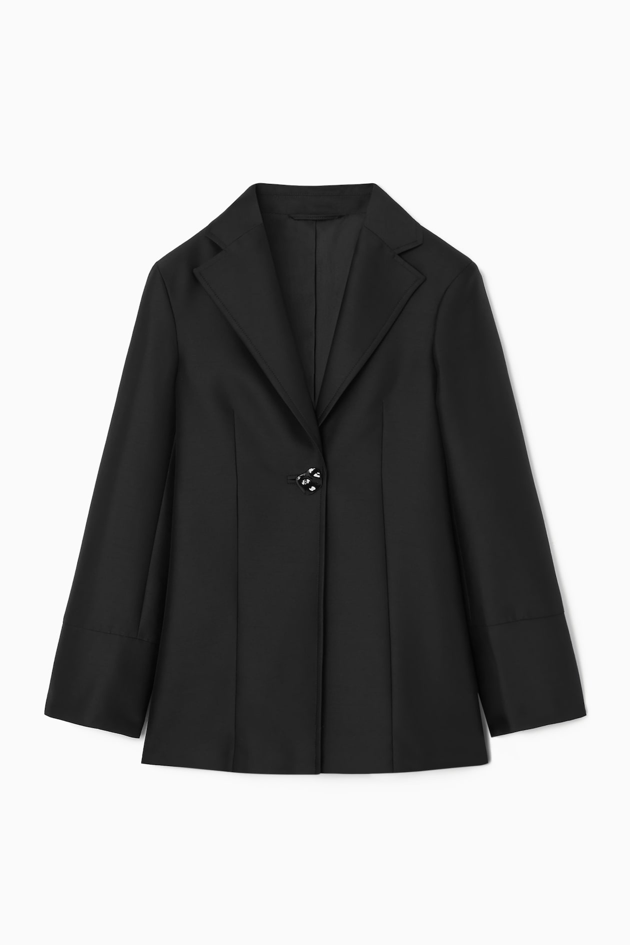 

Пиджак из смесовой шерсти с брошью-slim fit COS, черный