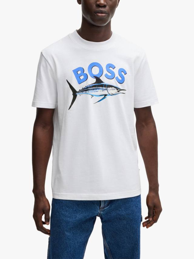

Хлопчатобумажная футболка обычного покроя HUGO BOSS, цвет Natural