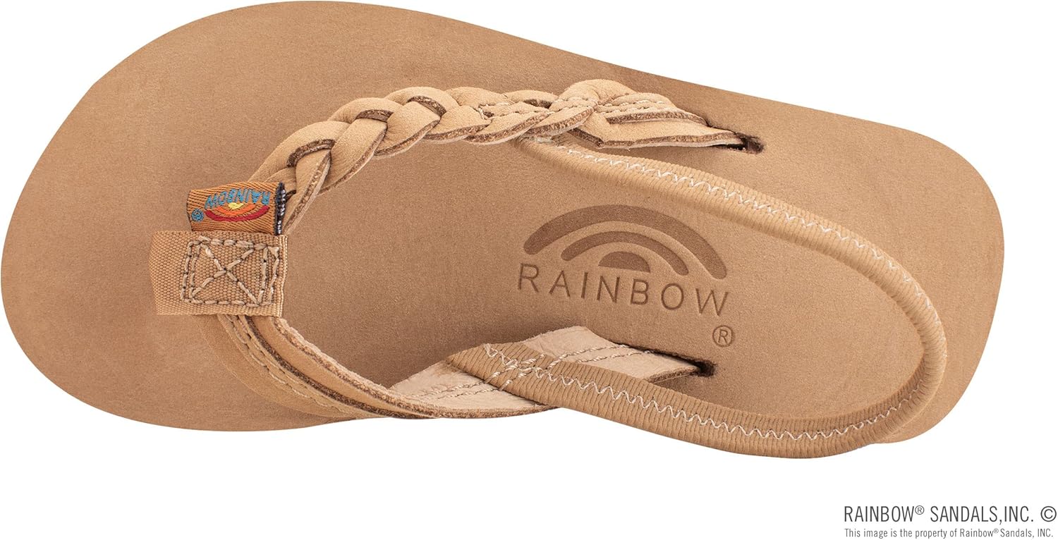 Детские сандалии Rainbow, один слой, премиум-кожа, плетеный ремешок Flirty Braidy Rainbow Sandals, Sierra Brown — фото 3