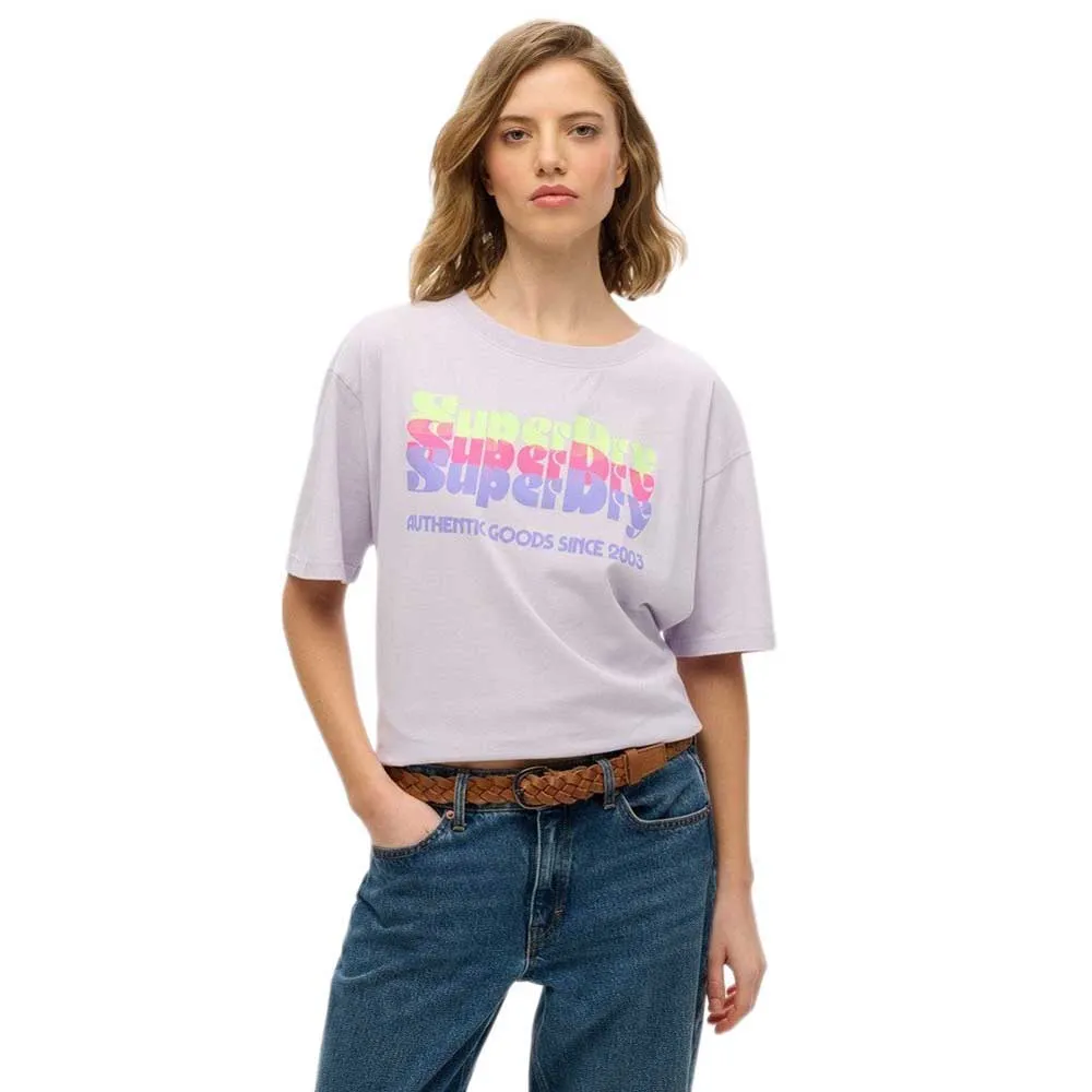

Футболка с коротким рукавом Superdry Neon Rainbow Oversized, фиолетовый