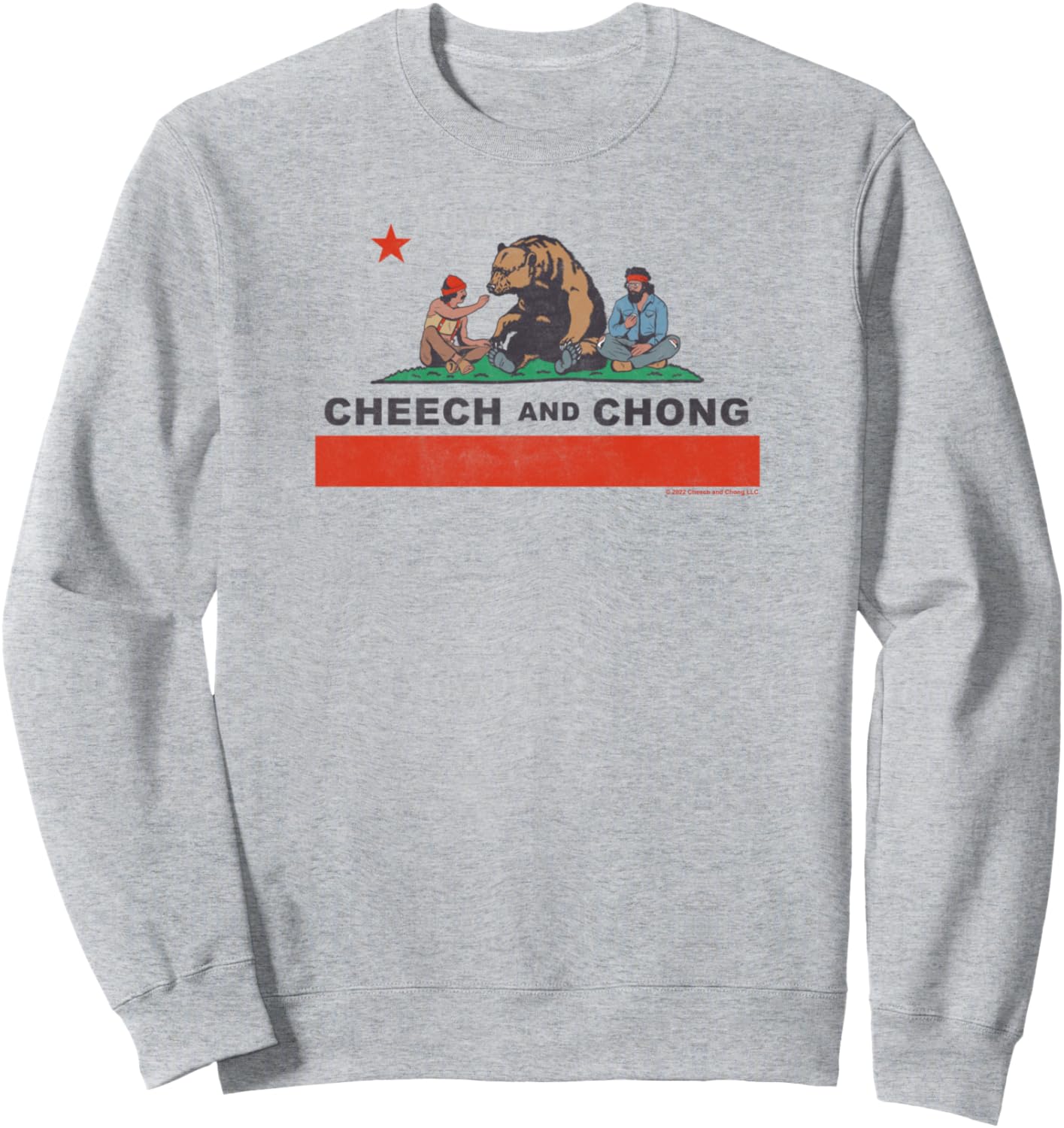 

Толстовка Cheech & Chong Chilling In California Republic Flag V3, серая, Серый, Толстовка Cheech & Chong Chilling In California Republic Flag V3, серая