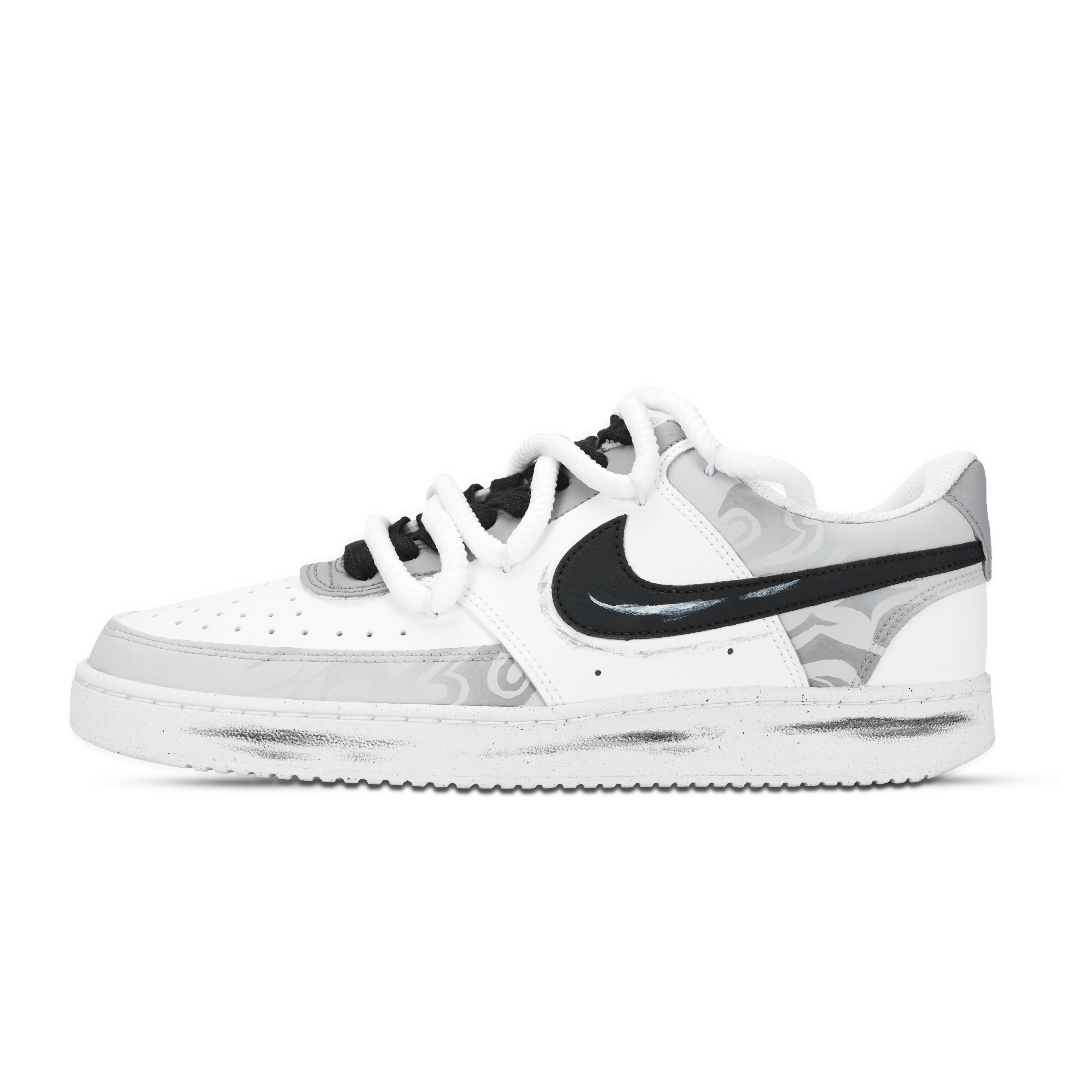 

Nike Кроссовки Court Vision 1 Blade Totem, износостойкие, низкие, для скейтбординга, мужские, черные, белые, серые