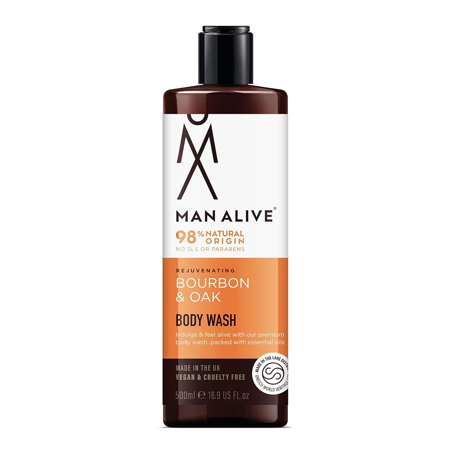Мужской гель для душа и умывания MAN ALIVE «Bourbon & Oak» Man Alive