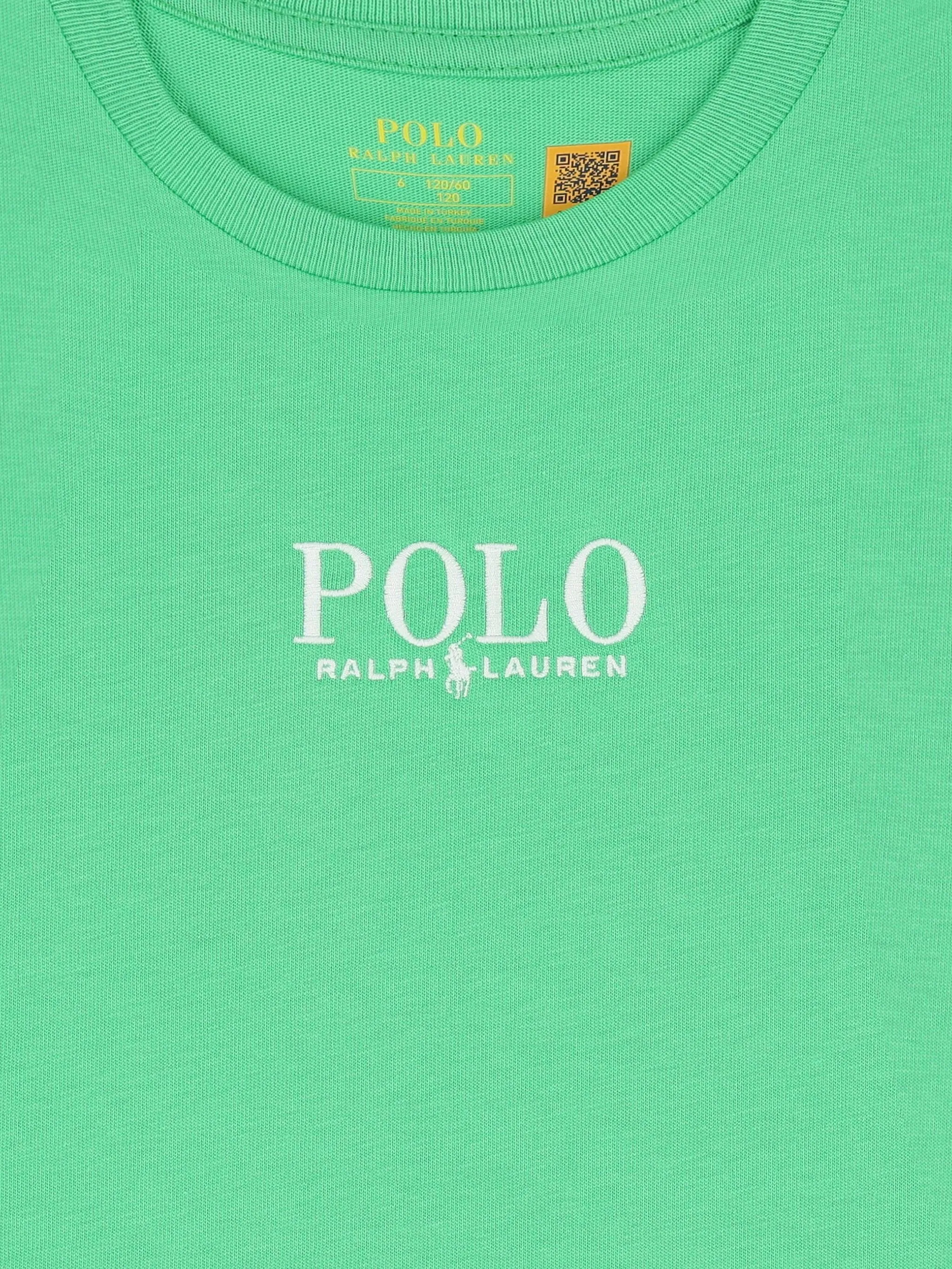 Футболка с вышитым логотипом Polo Ralph Lauren Kids, зеленый — фото 3