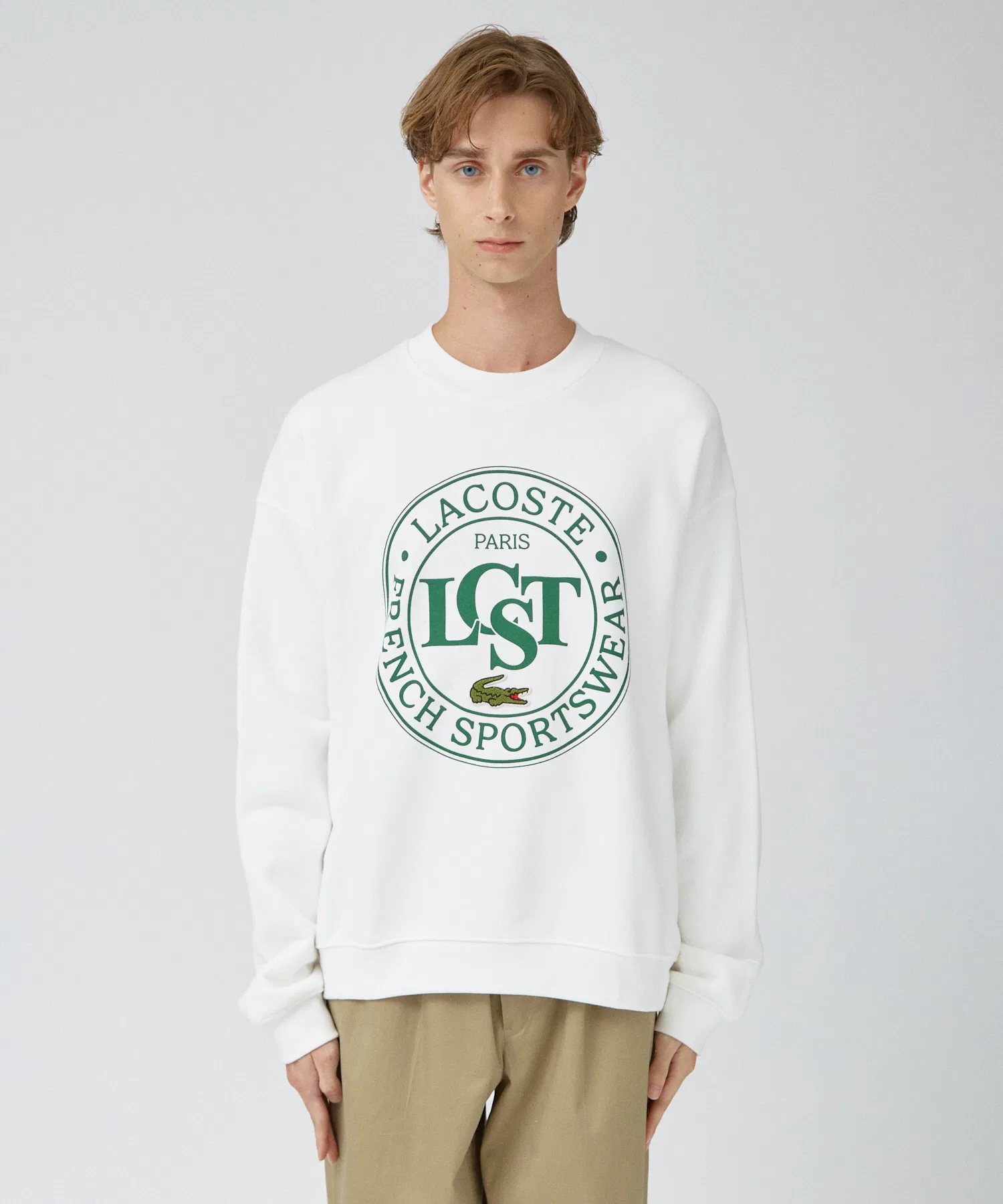 Свитшот LACOSTE с графическим принтом, круглый вырез, однотонный — фото 3