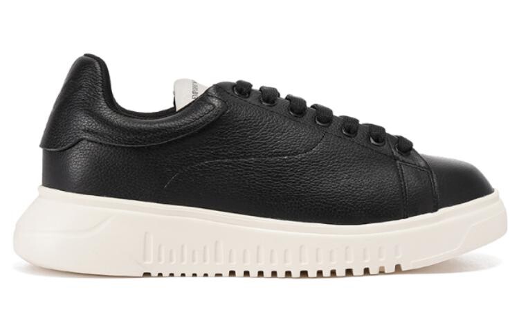 Кроссовки EMPORIO ARMANI Tumbled Leather Sneakers, черный — фото 2
