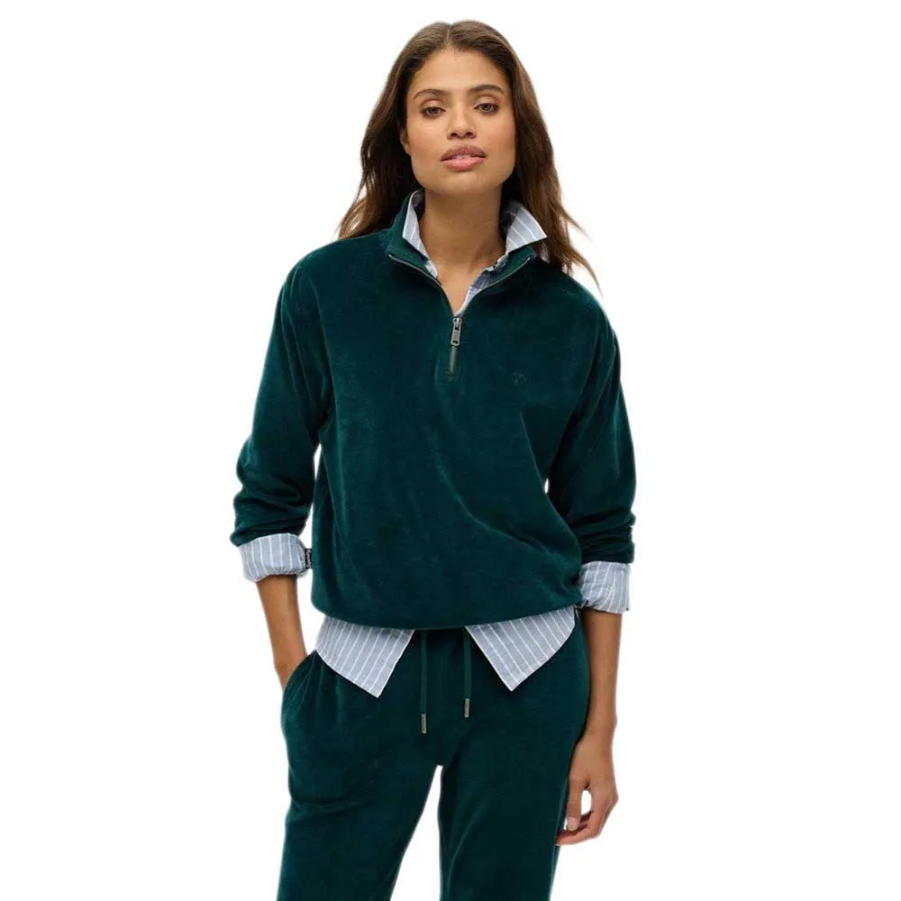 

Толстовка Superdry Velour half zip, зеленый
