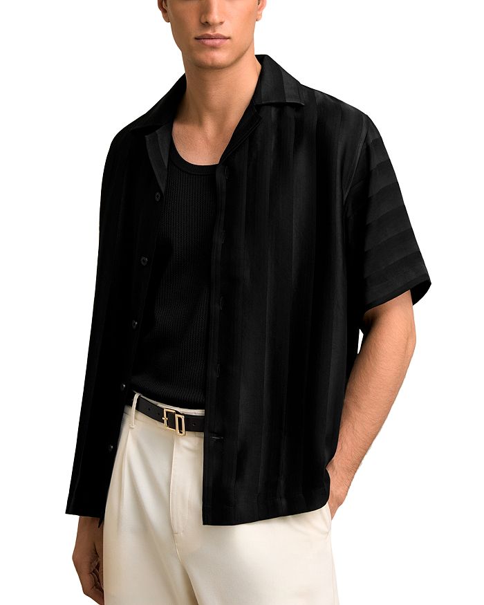 

Мужская рубашка Melba в кубинском стиле из жаккарда REISS, черный