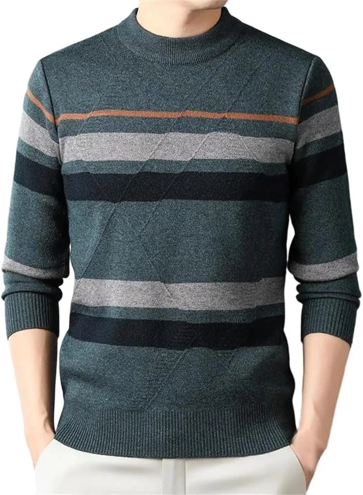 

Мужской свитер с круглым вырезом, теплый, в полоску