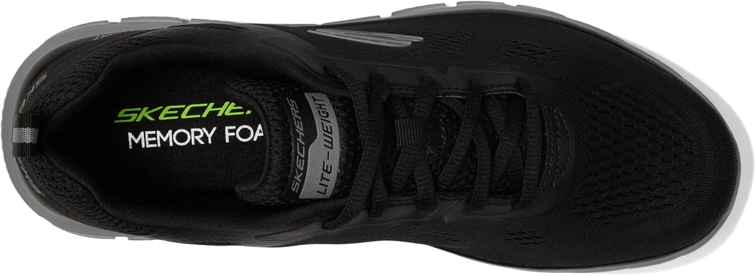 Мужские спортивные кроссовки Skechers Track Broader, Black Mesh Pu Charcoal Trim — фото 4