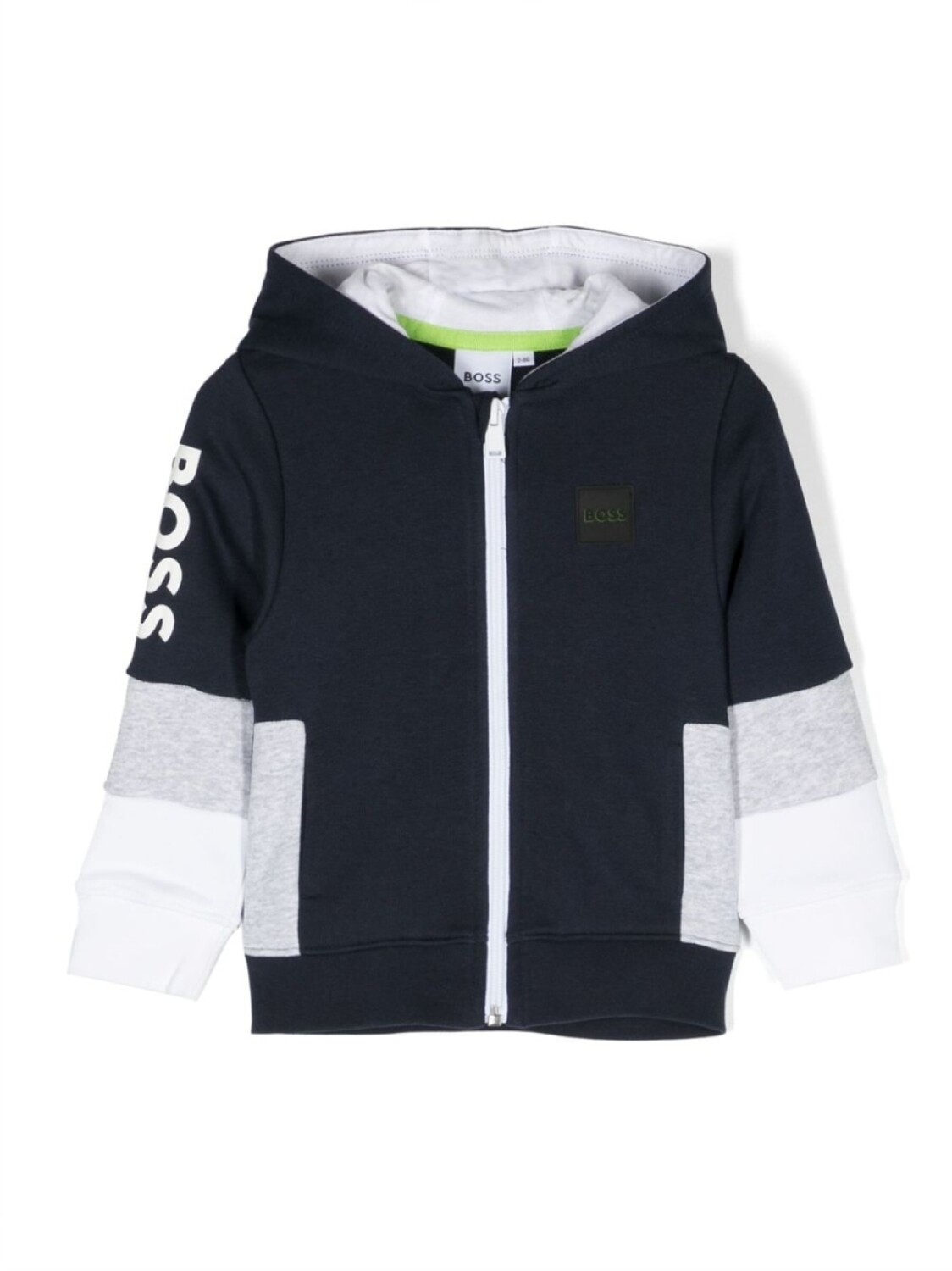 

BOSS Kidswear худи на молнии с логотипом, синий