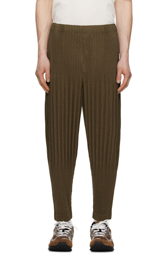 

Коричневые брюки-плиссировки в мелкую клетку HOMME PLISSÉ ISSEY MIYAKE
