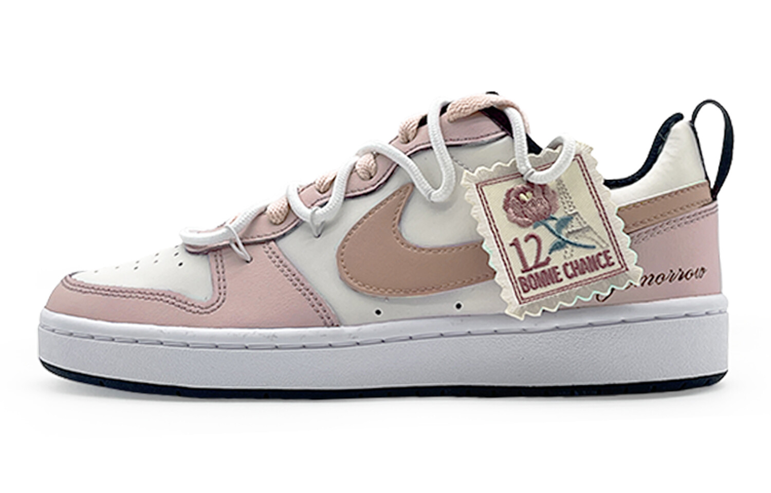 

Кроссовки Nike Court Borough Skateboard Shoes Women's Low-Top White Pink, Розовый, Кроссовки Nike Court Borough Skateboard Shoes Women's Low-Top White Pink