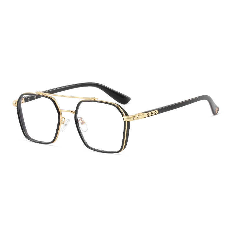 

MK MINGKU Квадратные очки унисекс, Gold/Black Frame