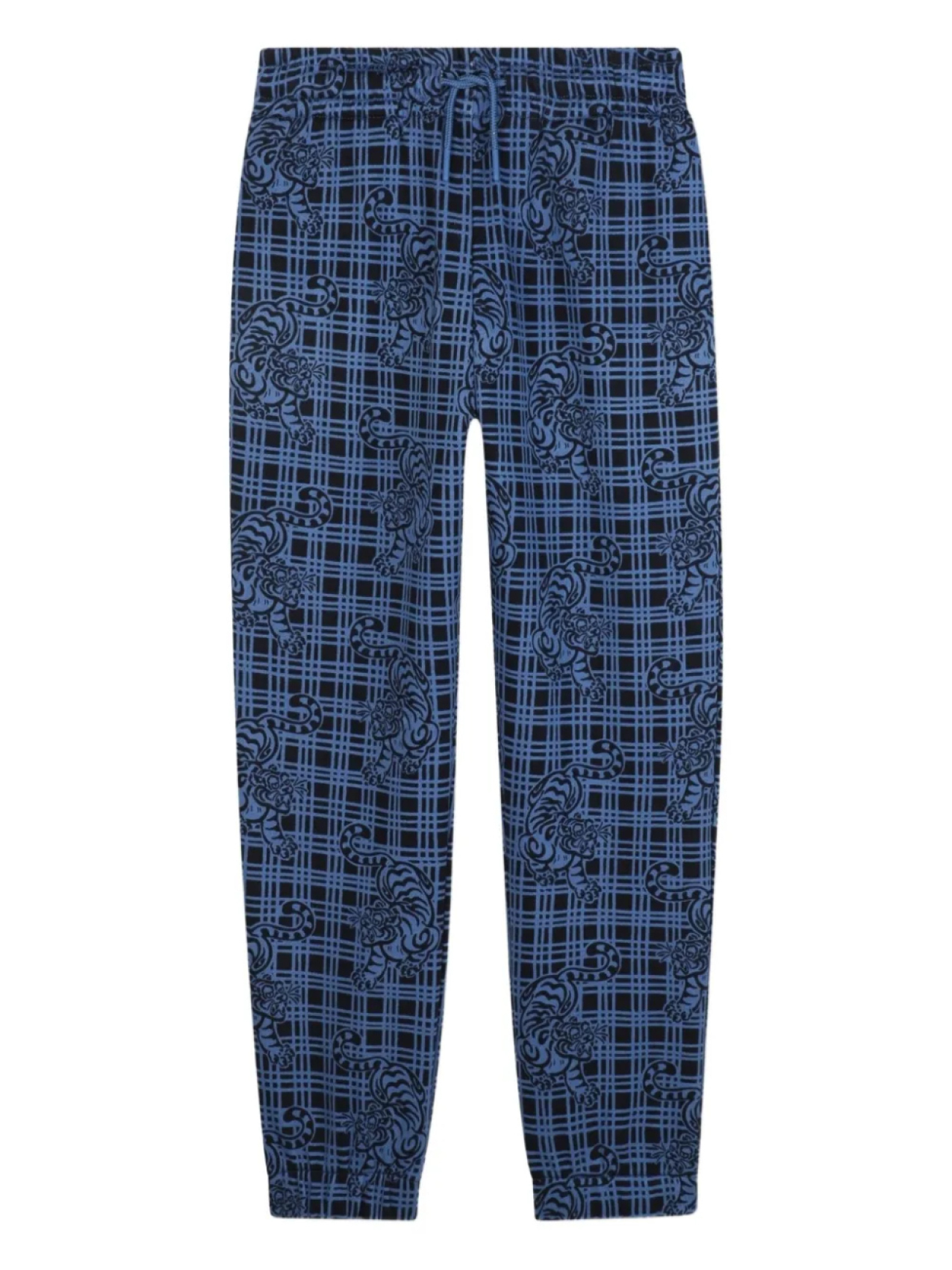Kenzo Kids спортивные брюки в клетку с принтом Tiger, синий — фото 2