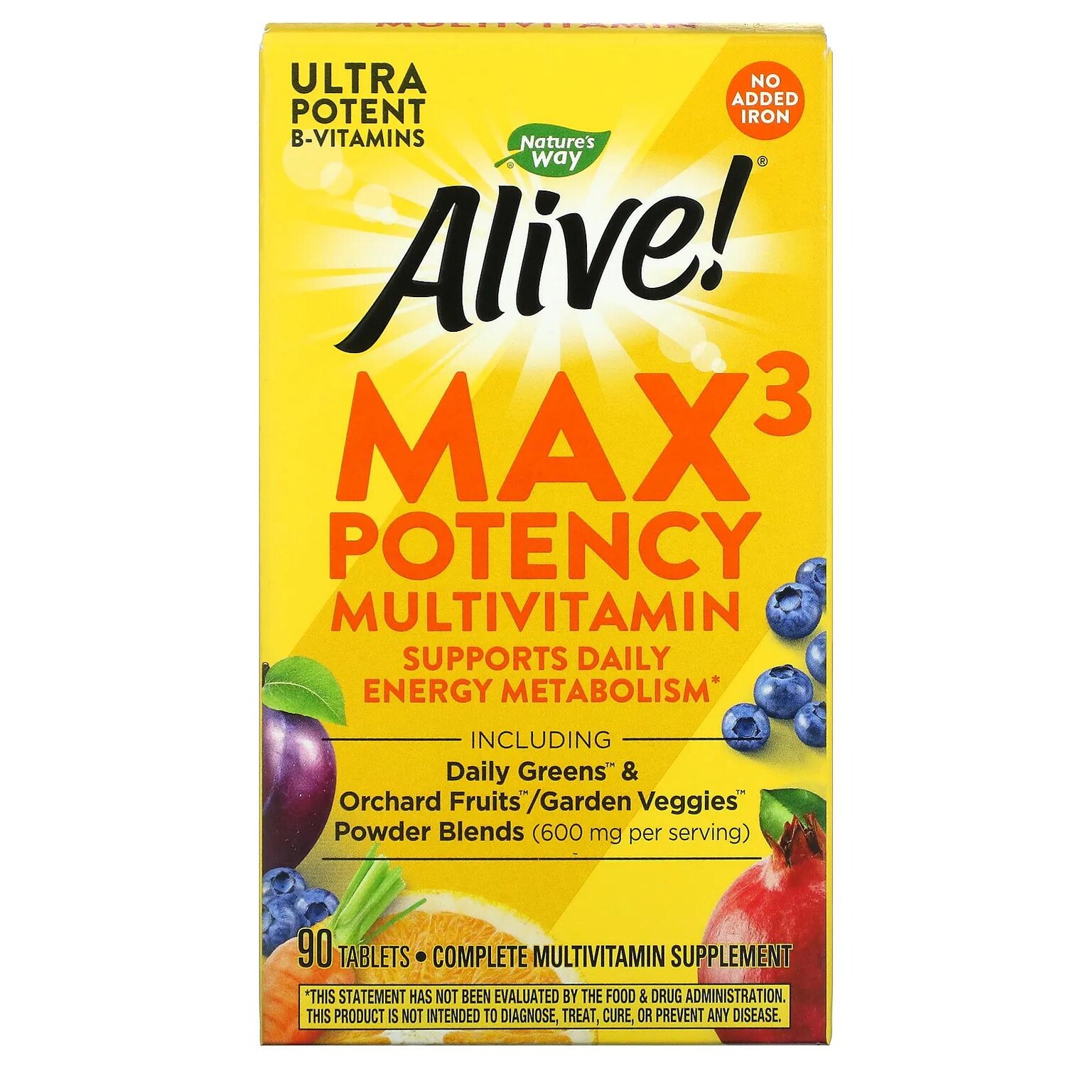 

Nature's Way Alive! Max3 Daily Multi-Vitamin No Added Iron 90 Tablets