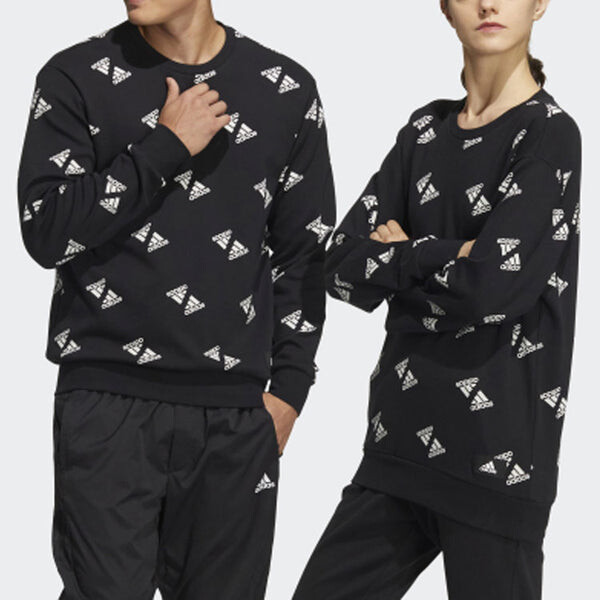 Толстовка adidas Fi Bp1 Aop Swt Full Print Logo Sports Round Neck Pullover Black, черный — фото 2