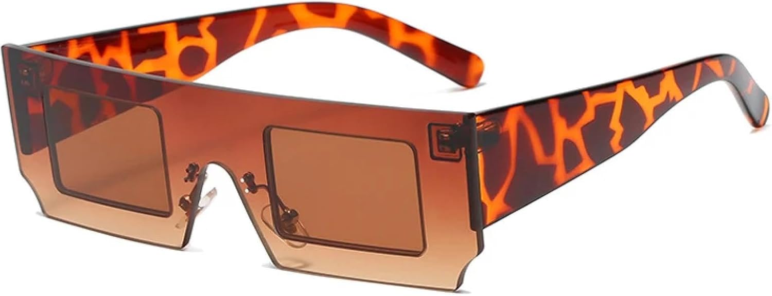 

Модные цельные солнцезащитные очки для женщин и мужчин в стиле панк, роскошные солнцезащитные очки для активного отдыха и вождения с защитой от УФ-излучения UV400 TKKTLLT, Leopard Brown