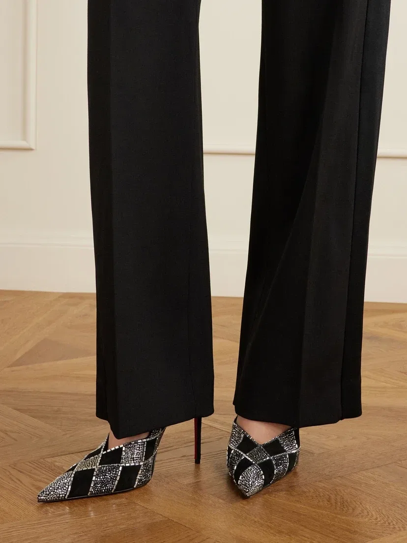 Замшевые туфли Doria 100, украшенные кристаллами Christian Louboutin, черный — фото 2