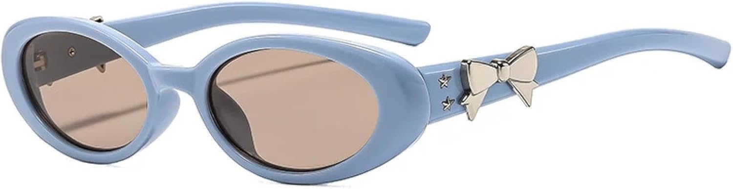 

Модные роскошные солнцезащитные очки в маленькой оправе овальной формы для женщин, для уличной фотографии, мужские солнцезащитные очки с защитой от УФ-излучения UV400 TKKTLLT, Blue Tea