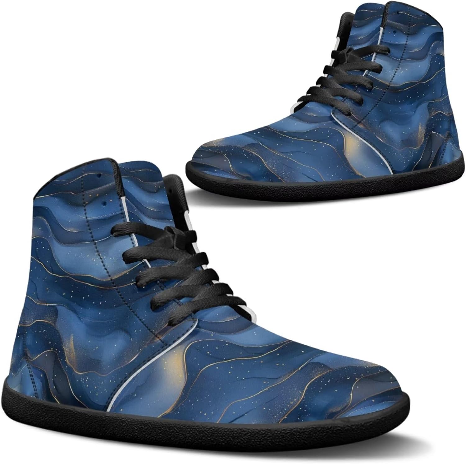 

Мужские кожаные туфли Jeiento с мраморным рисунком, обувь для босоногой ходьбы, минималистичные кроссовки с широкой носочной частью, беговые кроссовки с нулевым перепадом, синий/золотой