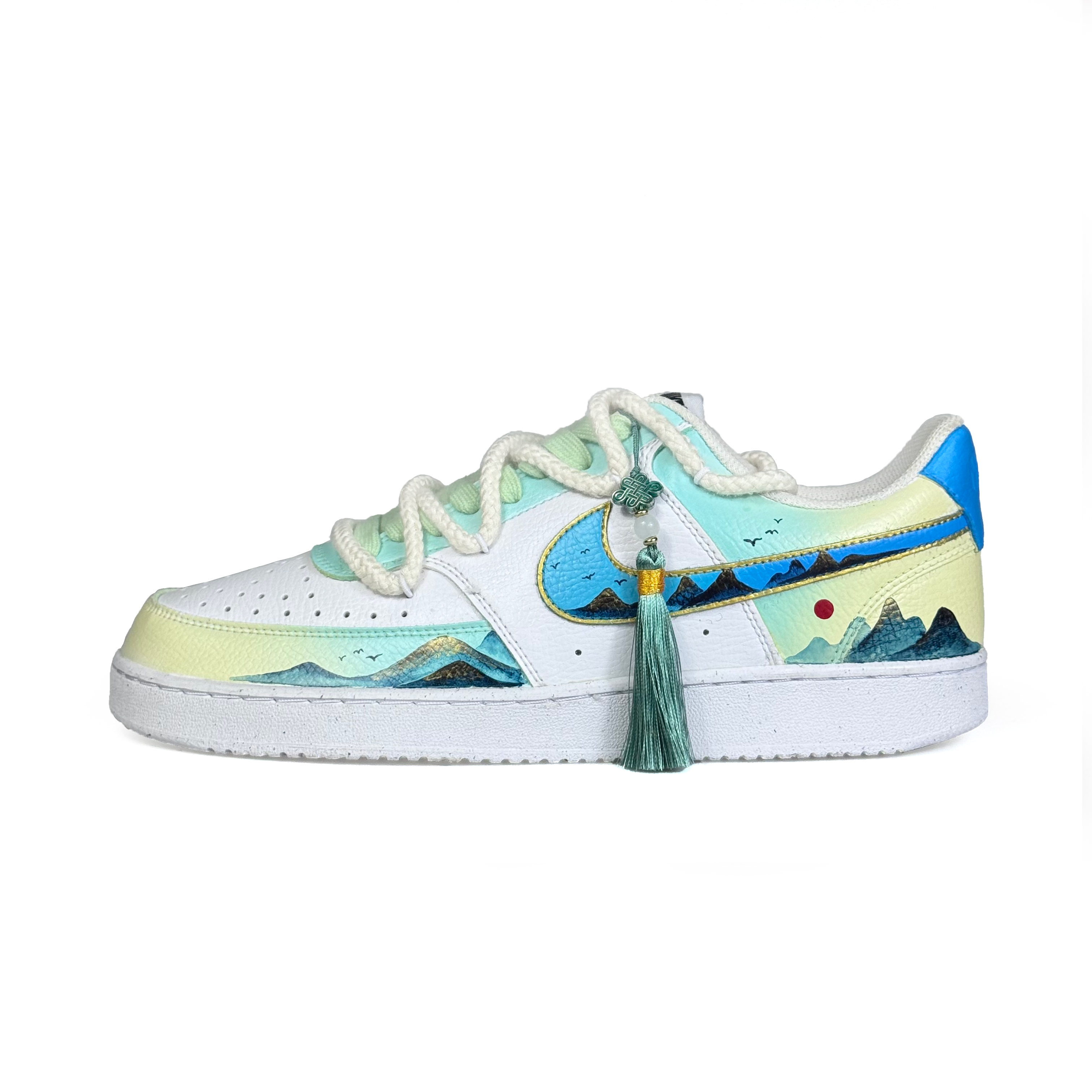

Nike Кроссовки Court Vision 1 для скейтбординга, износостойкие, низкие, мужские, сине-зеленые