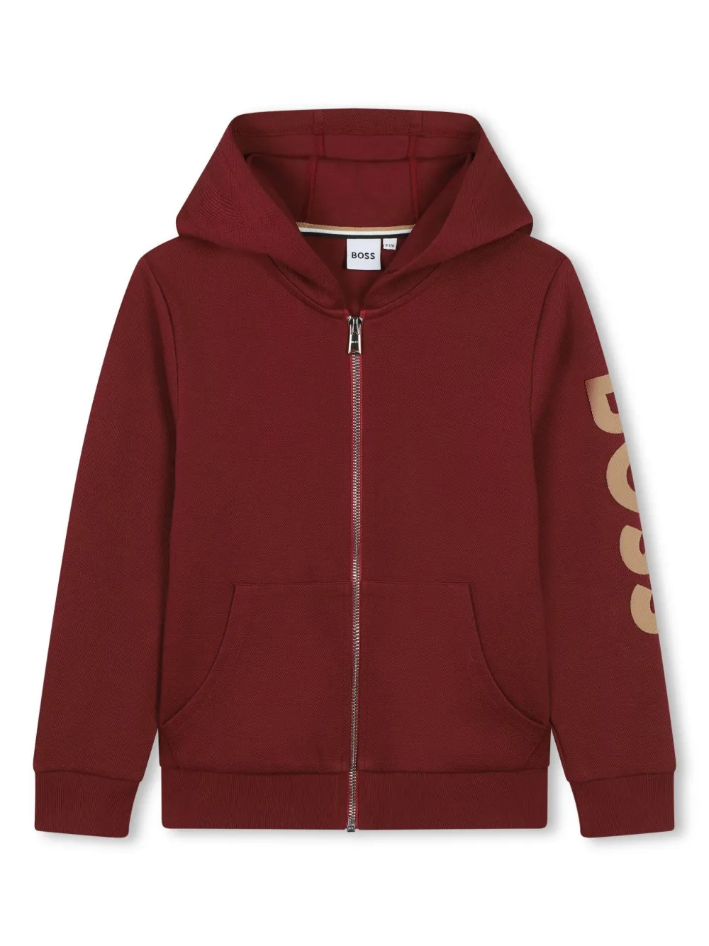 

Худи на молнии с логотипом BOSS Kidswear, красный