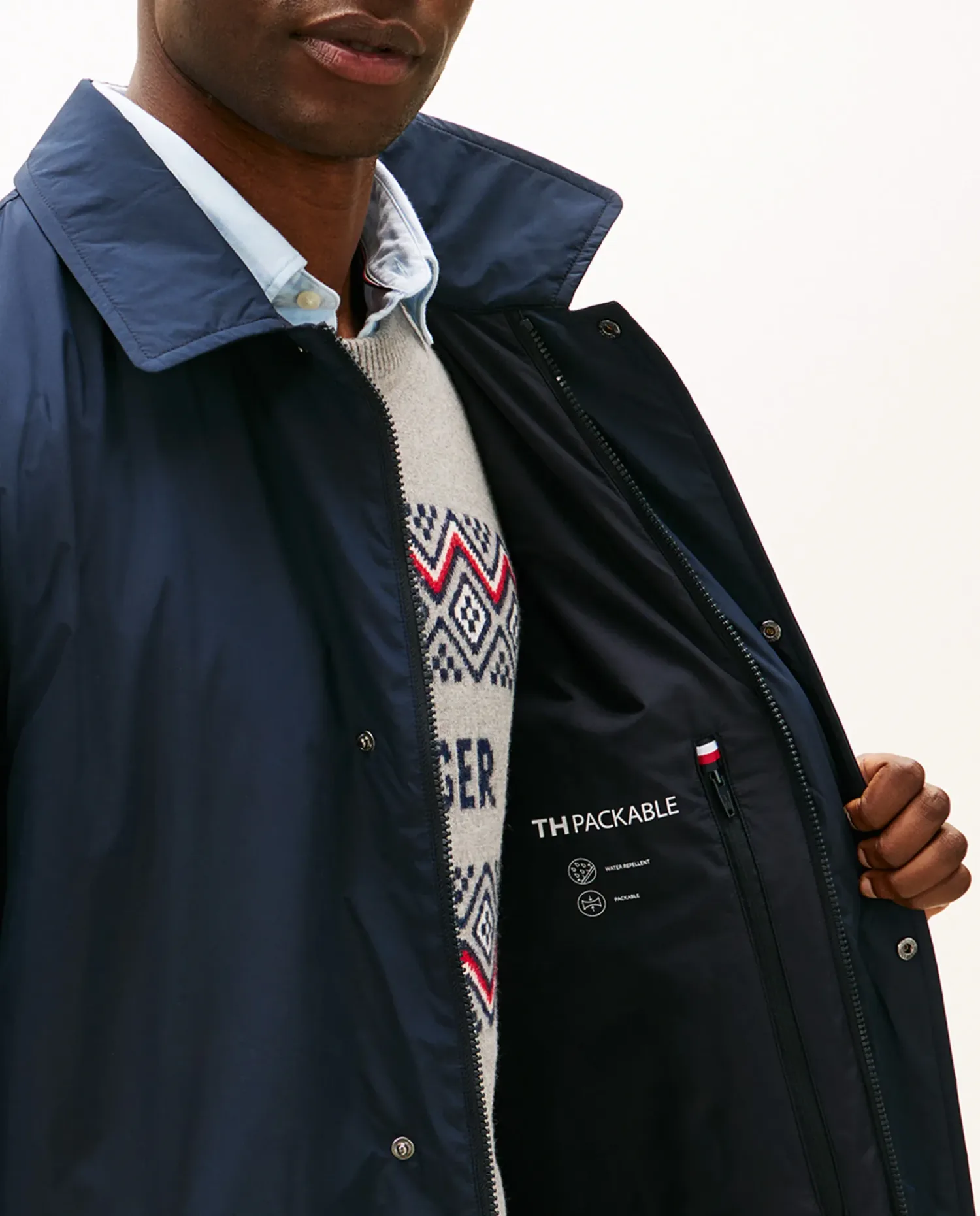 Мужской стеганый водонепроницаемый тренч Tommy Hilfiger, темно-синий — фото 3