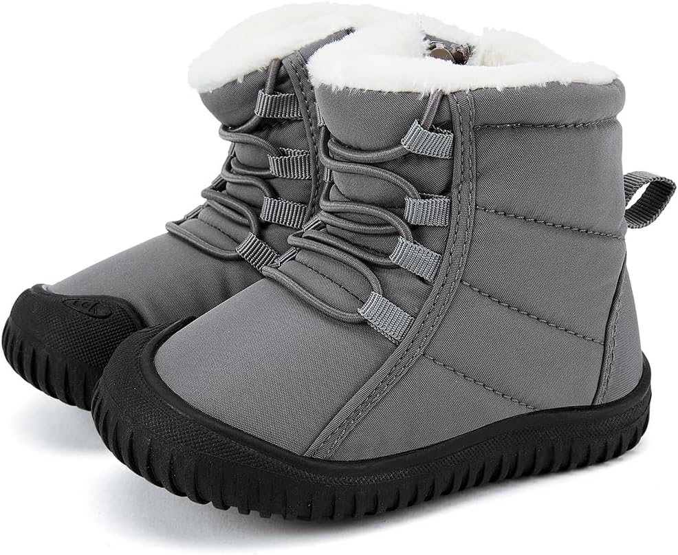 

Детские зимние ботинки BMCiTYBM для малышей, обувь для детей мальчиков и девочек с искусственным мехом для холодной погоды, K-Grey