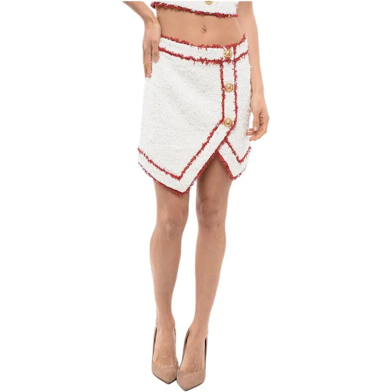 Твидовая мини-юбка BALMAIN, White — фото 4