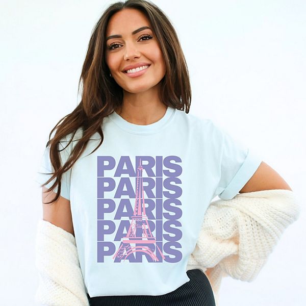 

Футболка Paris stacked purple, женская, окрашенная в готовом виде Simply Sage Market, Chambray