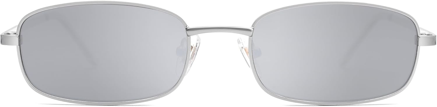 

Солнцезащитные очки SOJOS маленького размера, прямоугольной формы, для женщин и мужчин, в стиле ретро 80-х, 90-х, Y2K, узкие, тонкие, облегающие, модель SJ1187, Silver/Silver